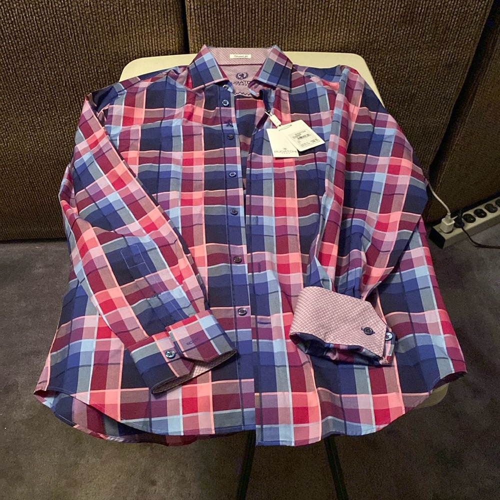 *New* Bugatchi button down dress shirt. Size: S. Color: purple/blue